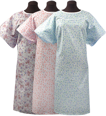 Adaptive Poly/Cotton Nightgowns With Small Flower Prints