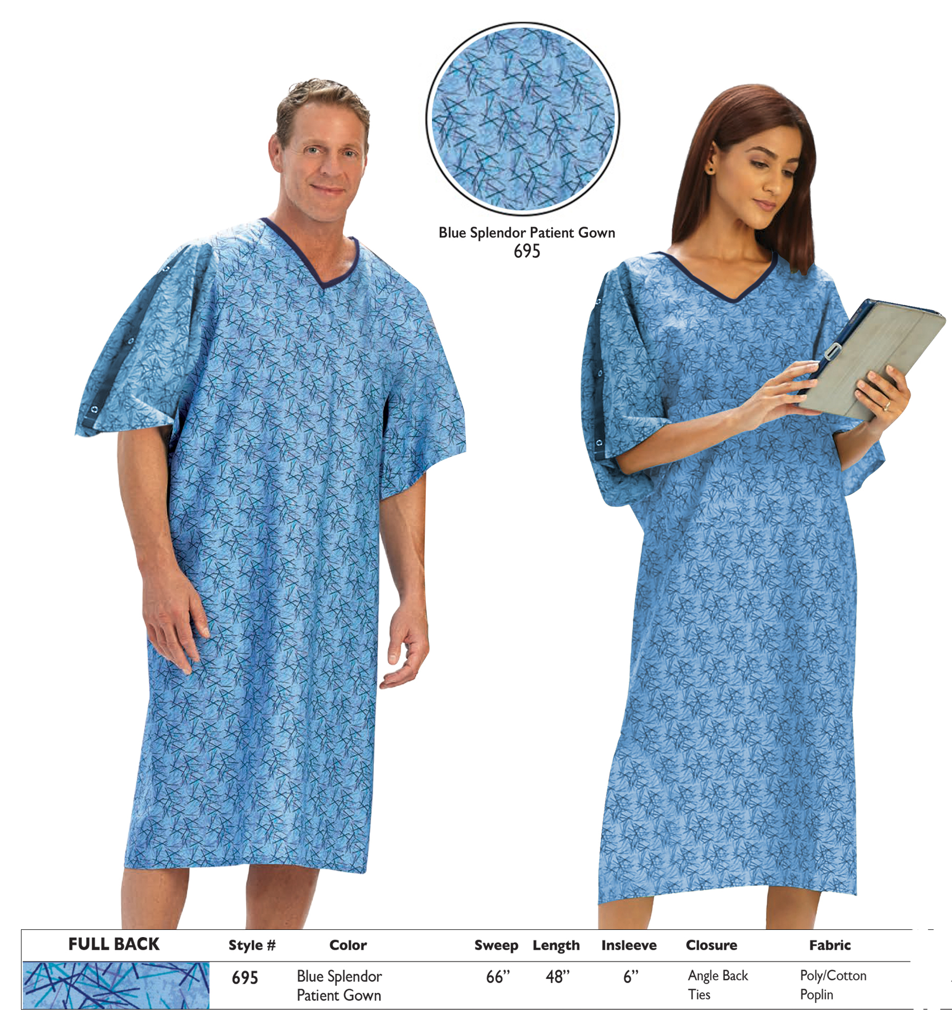 Overlap Snap Back Closure Gowns with I.V. Sleeves (1 Dozen) - BH Medwear