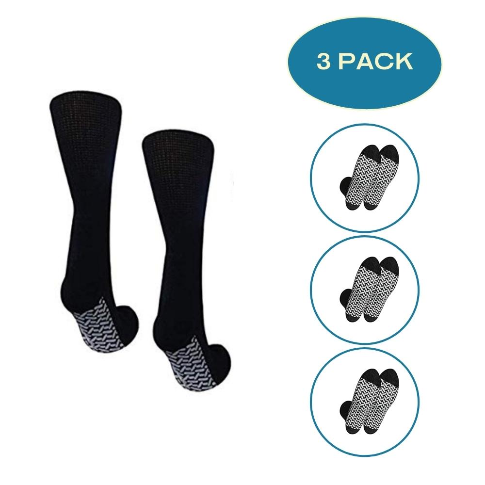 Pack of 3 Non Skid Diabetic Slipper Socks Sizes 9-11, 10-13 & 13-15