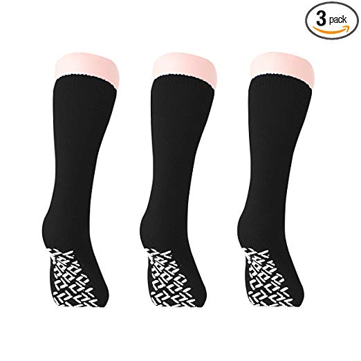 Non Skid Hospital Slipper Socks With Gripper Bottoms, Mid Calf - 3 Pack  (Maroon) at  Women's Clothing store