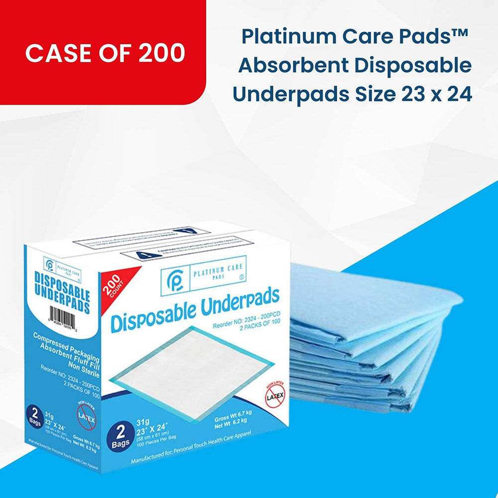Disposable Absorbent Underpads, 17 x 24, Pack of 100