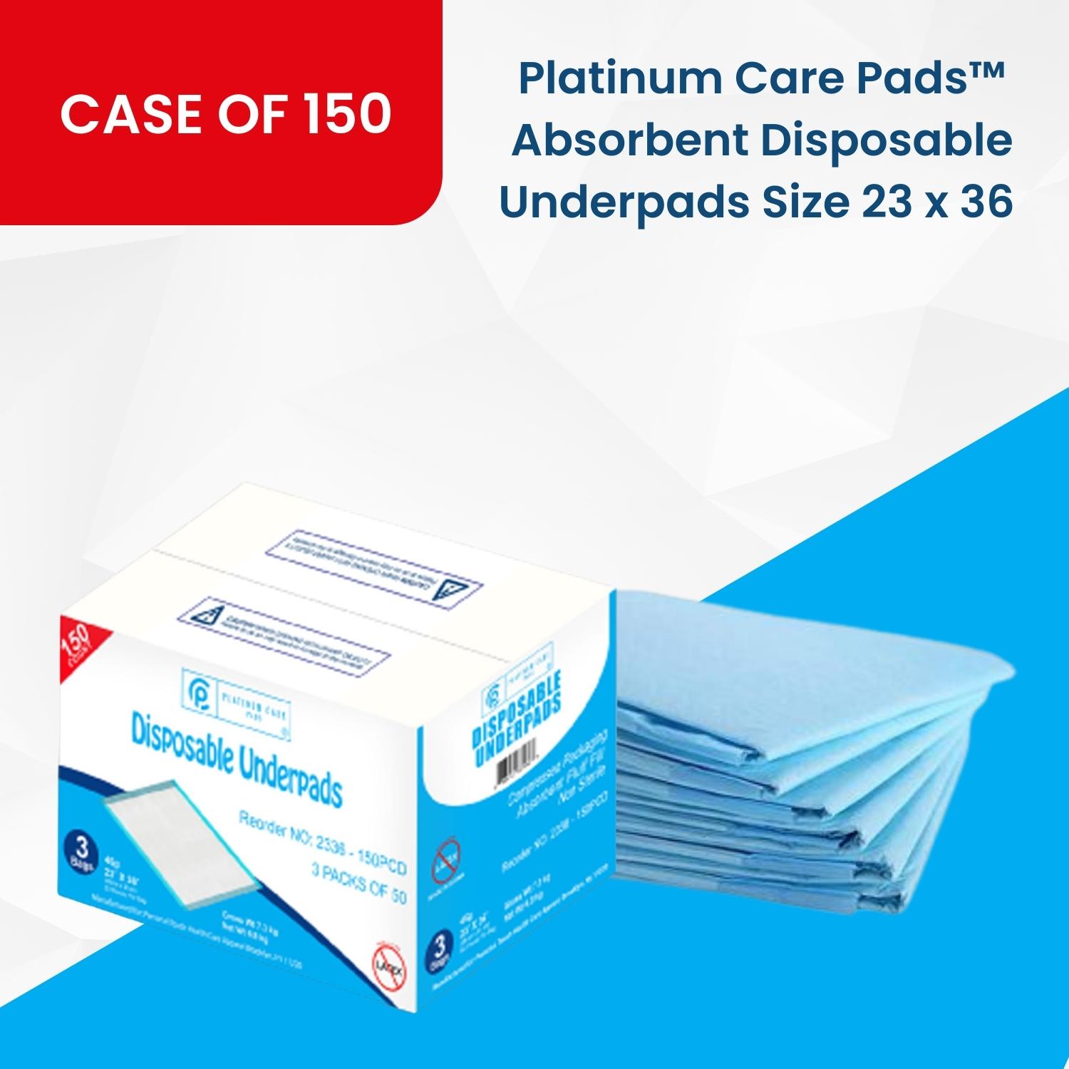 Platinum Care Pads™ Absorbent Disposable Underpads Size 23 x 36 (150/case)