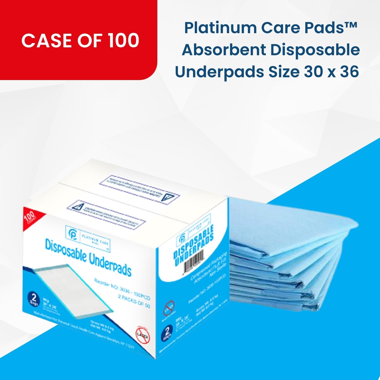 Platinum Care Pads™ Absorbent Disposable Underpads Size 30 x 36 (100/case)